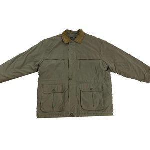 Members Only Men's Jacket Size XL Microfiber Coat Dark Khaki Leather Collar